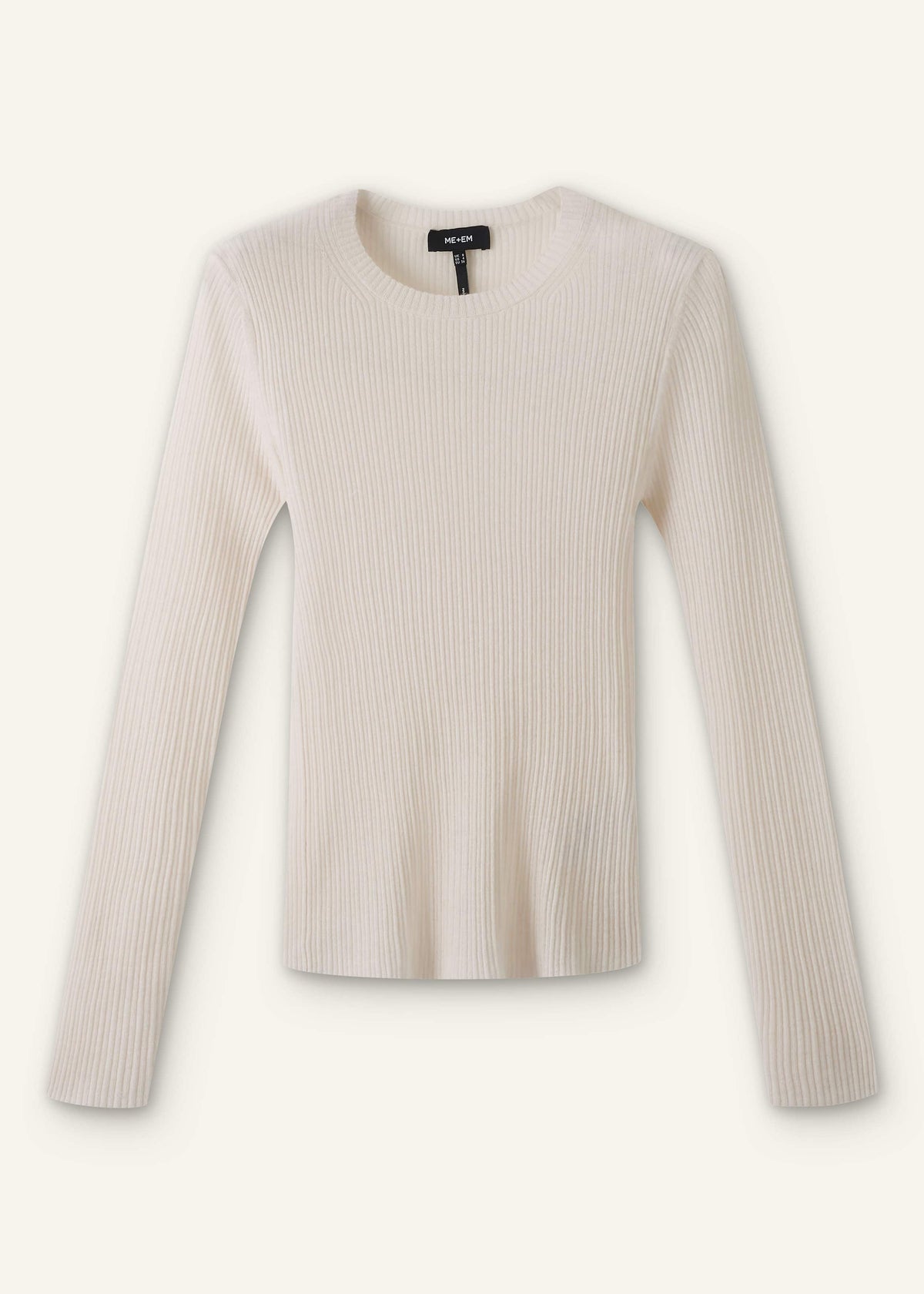 ME+EM Clothing Cream Barely There Slim Rib Layering Sweater