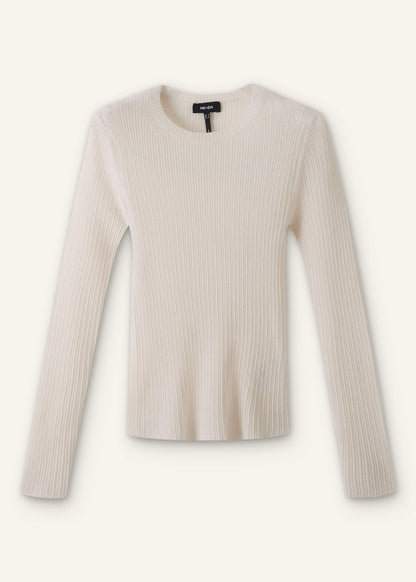 ME+EM Clothing Cream Barely There Slim Rib Layering Sweater