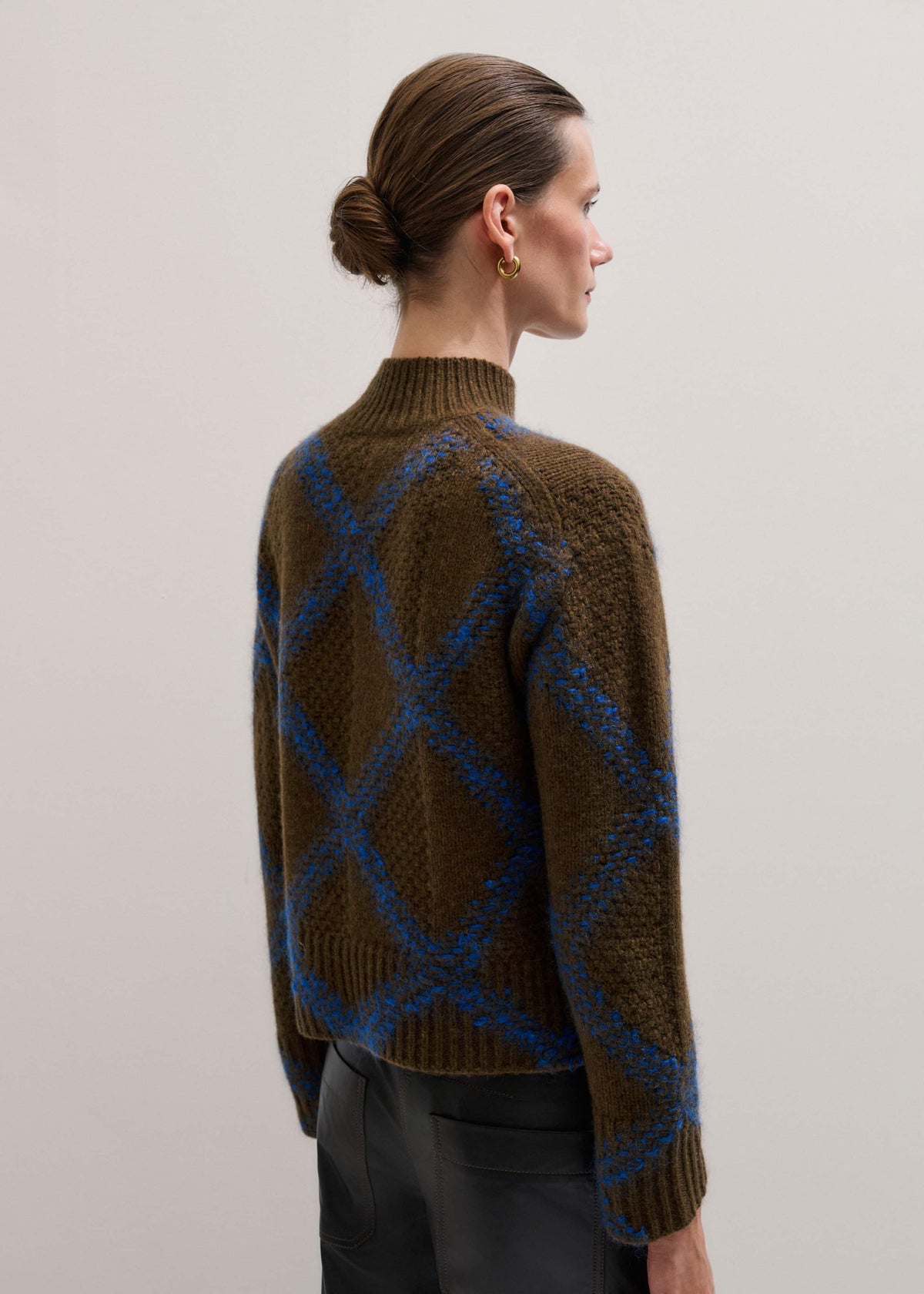ME+EM Clothing Green Merino Statement Textured Argyle Sweater