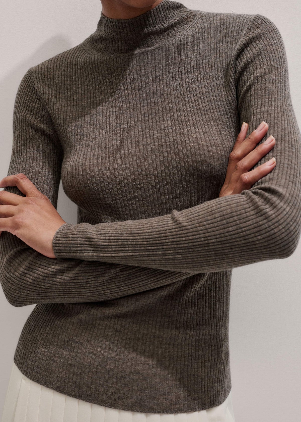 ME+EM Clothing Brown Barely There Slim Layering Sweater