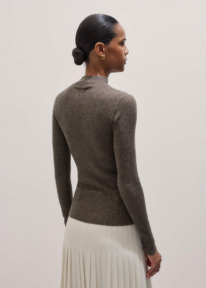 ME+EM Clothing Brown Barely There Slim Layering Sweater