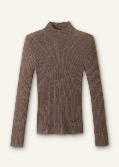 ME+EM Clothing Brown Barely There Slim Layering Sweater