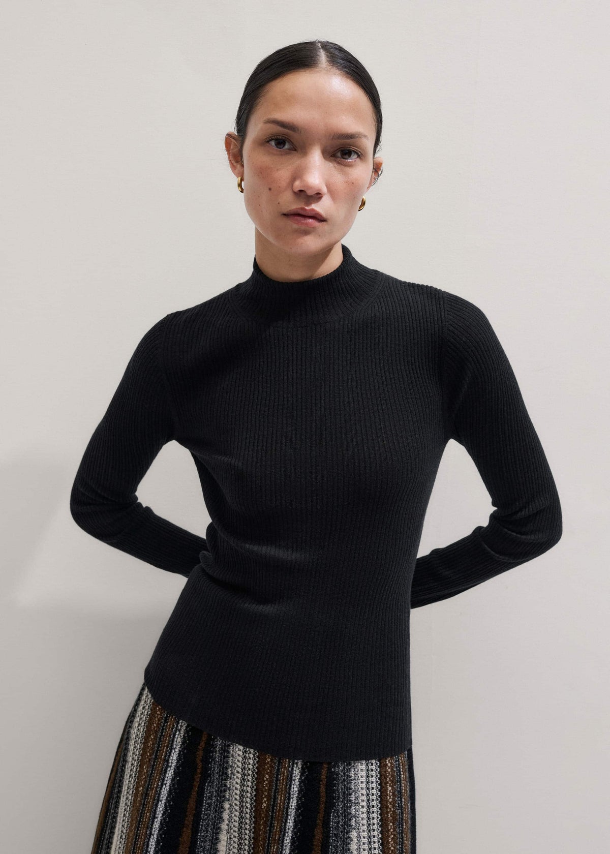 ME+EM Clothing Black Barely There Slim Rib Layering Sweater