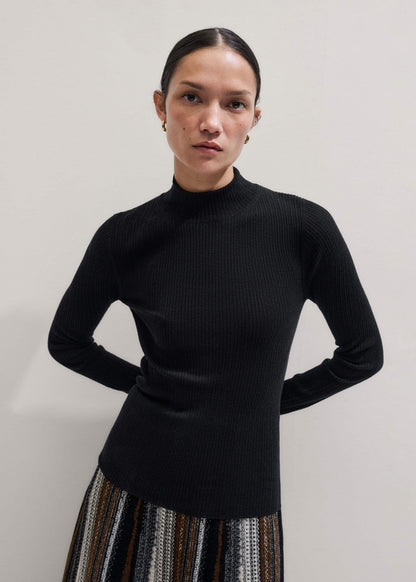 ME+EM Clothing Black Barely There Slim Rib Layering Sweater