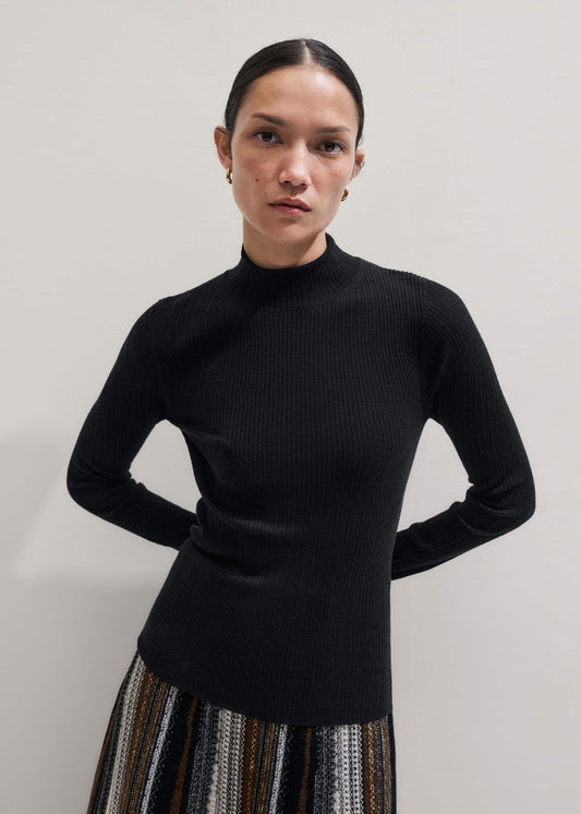 ME+EM Clothing Black Barely There Slim Rib Layering Sweater
