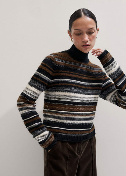 ME+EM Clothing Black Textured Stitch Relaxed High Neck Sweater