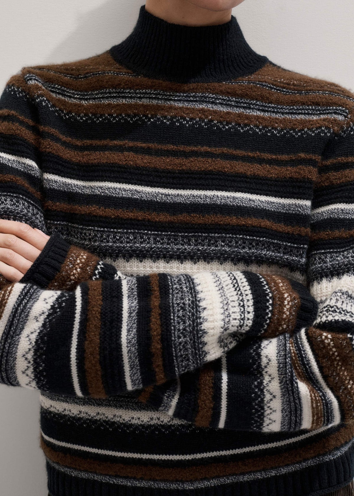 ME+EM Clothing Black Textured Stitch Relaxed High Neck Sweater