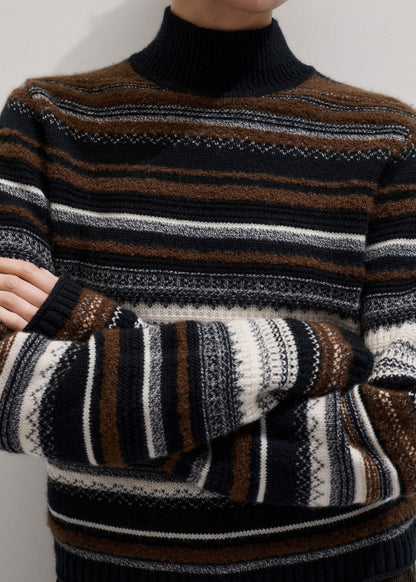 ME+EM Clothing Black Textured Stitch Relaxed High Neck Sweater