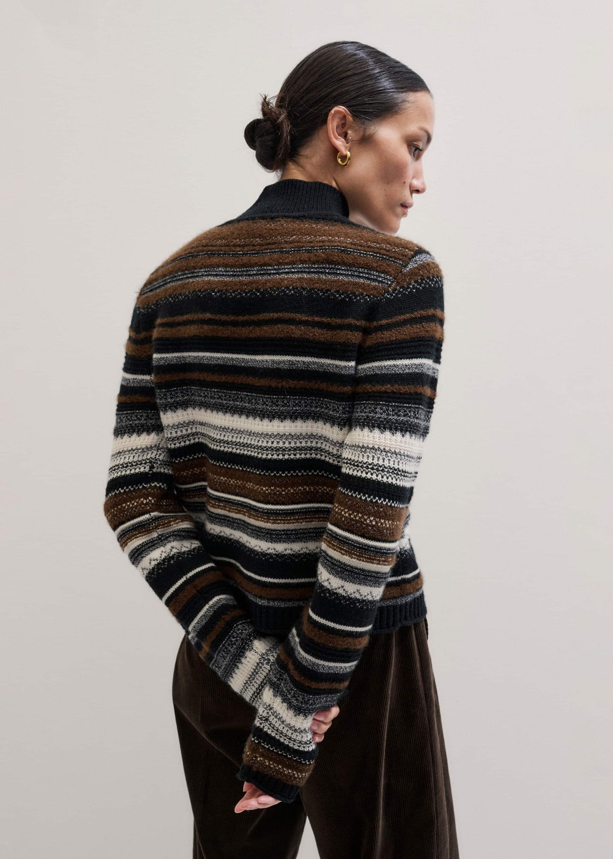 ME+EM Clothing Black Textured Stitch Relaxed High Neck Sweater