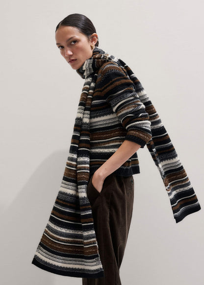 ME+EM Clothing Black Textured Stitch Relaxed High Neck Sweater
