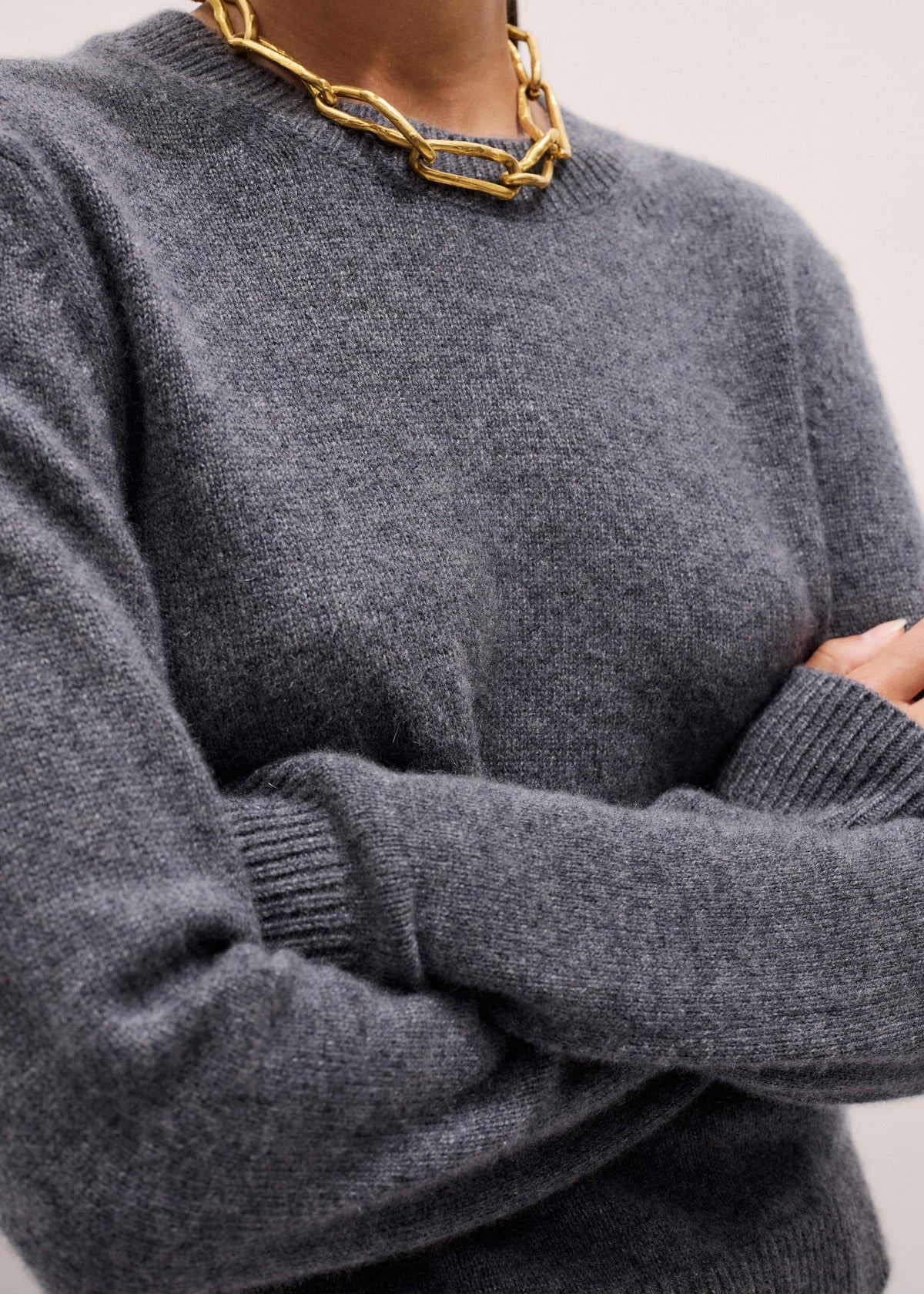 ME+EM Clothing Gray Cashmere Relaxed Crop Sweater