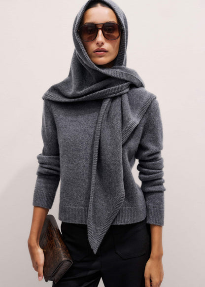 ME+EM Clothing Gray Cashmere Relaxed Crop Sweater