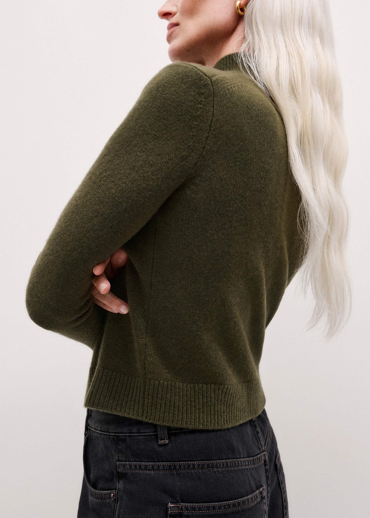 ME+EM Clothing Olive Green High Neck Crop Sweater