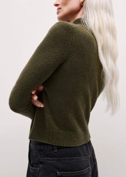 ME+EM Clothing Olive Green High Neck Crop Sweater