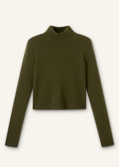 ME+EM Clothing Olive Green High Neck Crop Sweater
