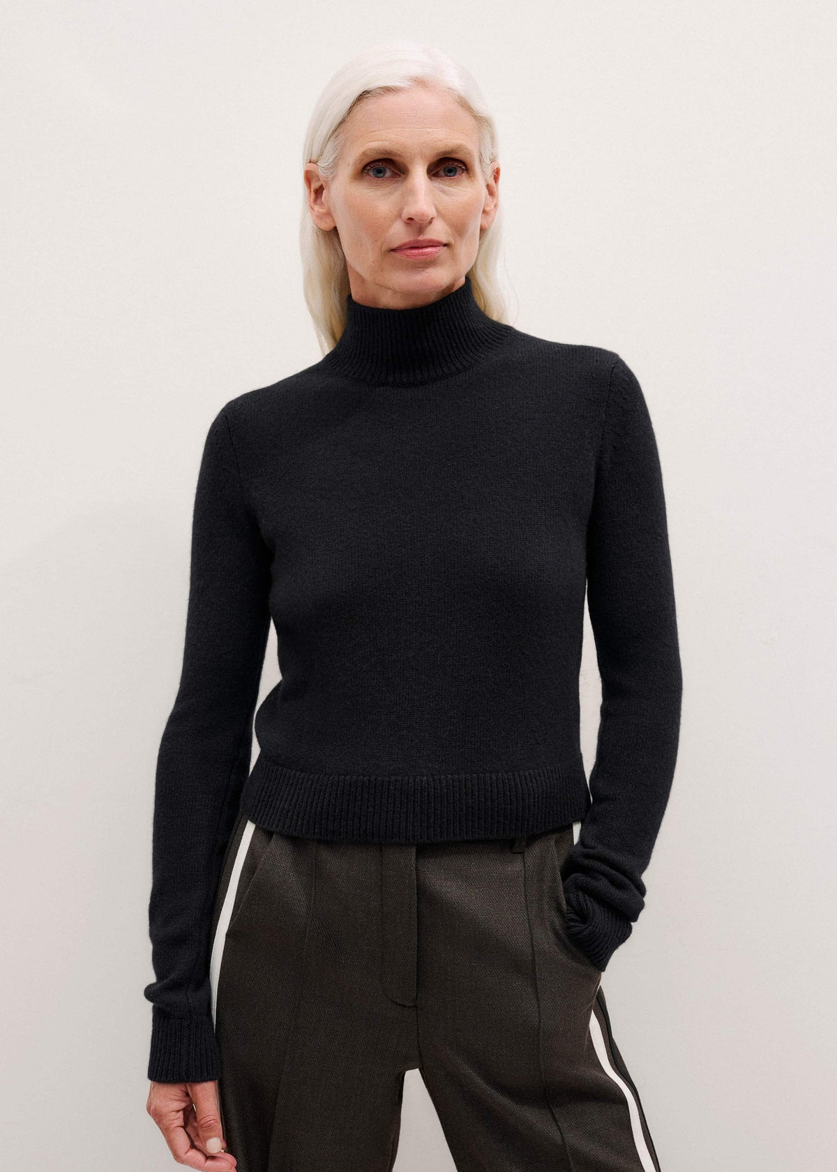 ME+EM Clothing Black High Neck Crop Sweater