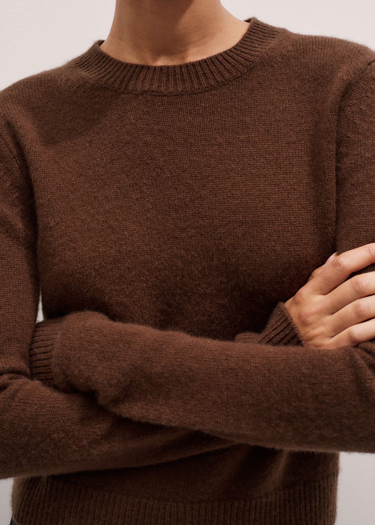 ME+EM Clothing Brown Cashmere Relaxed Crop Sweater
