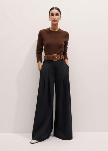 ME+EM Clothing Brown Cashmere Relaxed Crop Sweater
