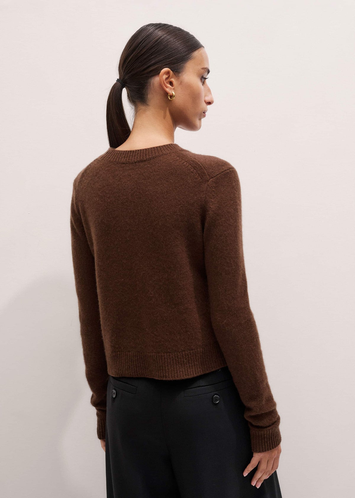 ME+EM Clothing Brown Cashmere Relaxed Crop Sweater