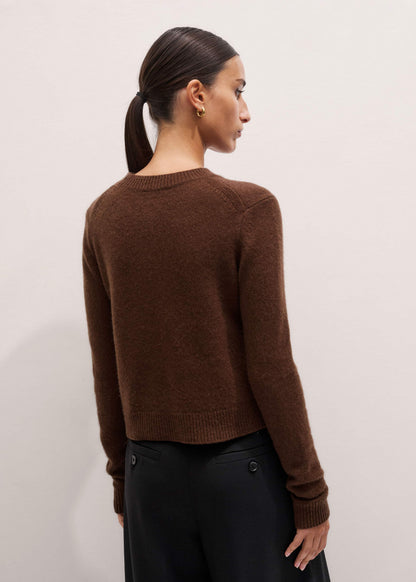 ME+EM Clothing Brown Cashmere Relaxed Crop Sweater