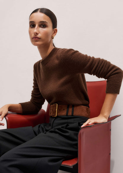 ME+EM Clothing Brown Cashmere Relaxed Crop Sweater