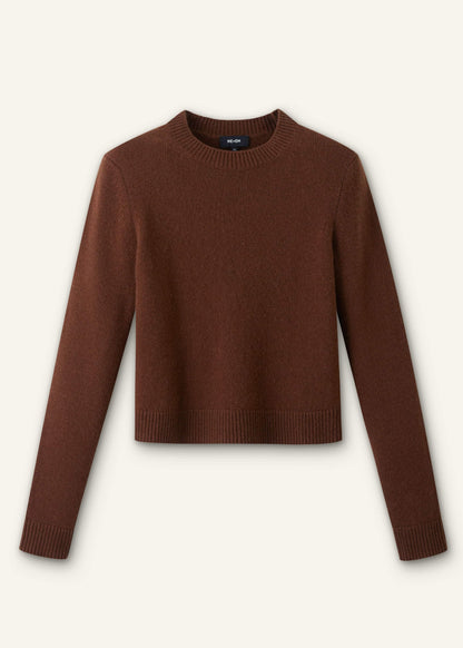 ME+EM Clothing Brown Cashmere Relaxed Crop Sweater