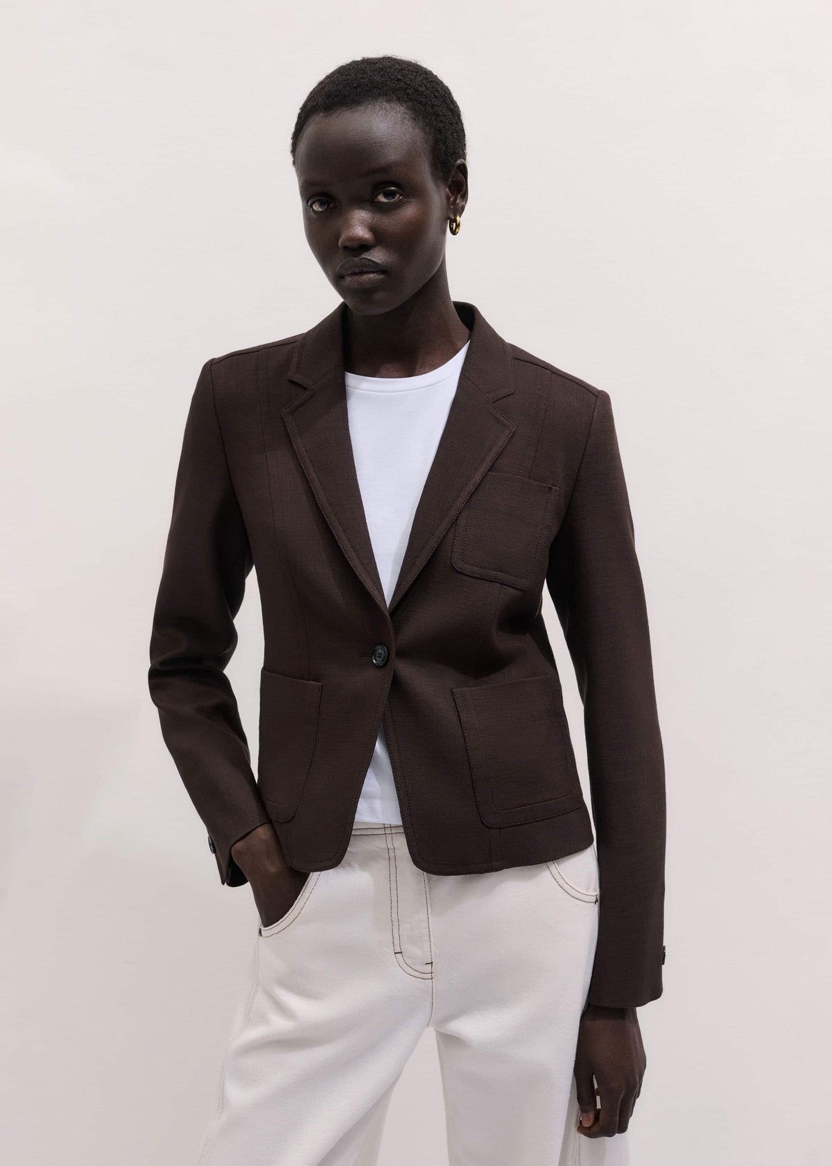 ME+EM Clothing Brown Fitted Short Blazer