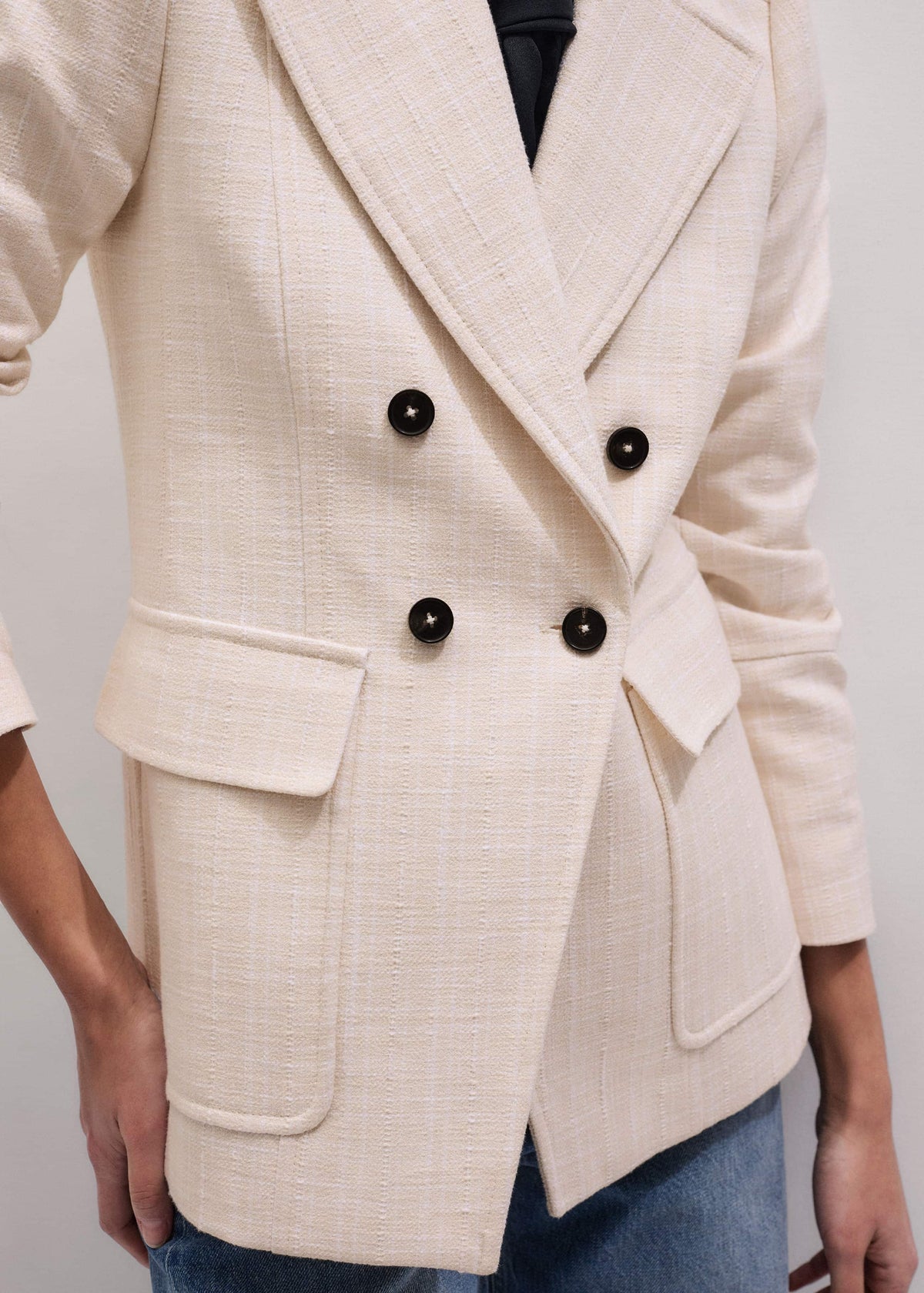 ME+EM Clothing Ivory Slim Feminine Sleeve Blazer