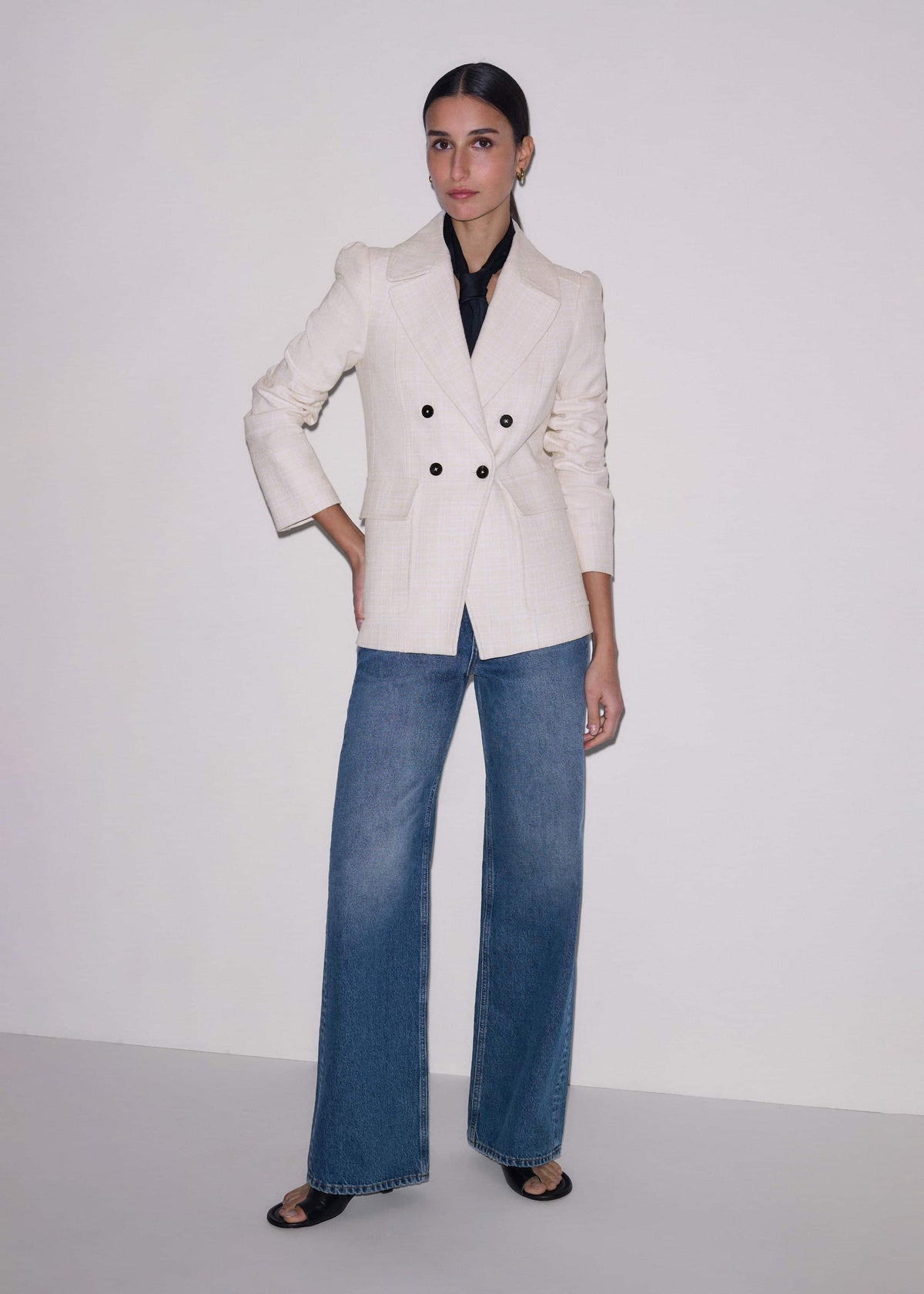 ME+EM Clothing Ivory Slim Feminine Sleeve Blazer