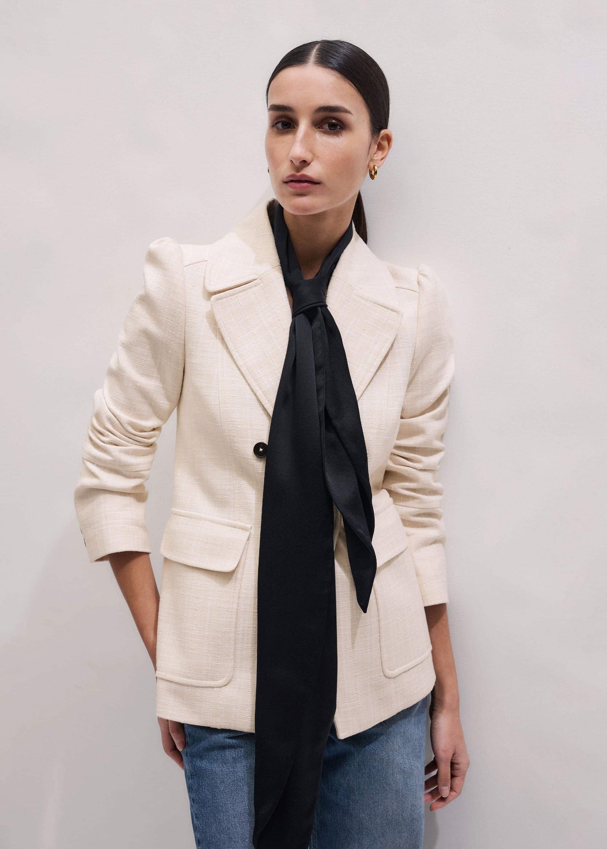 ME+EM Clothing Ivory Slim Feminine Sleeve Blazer