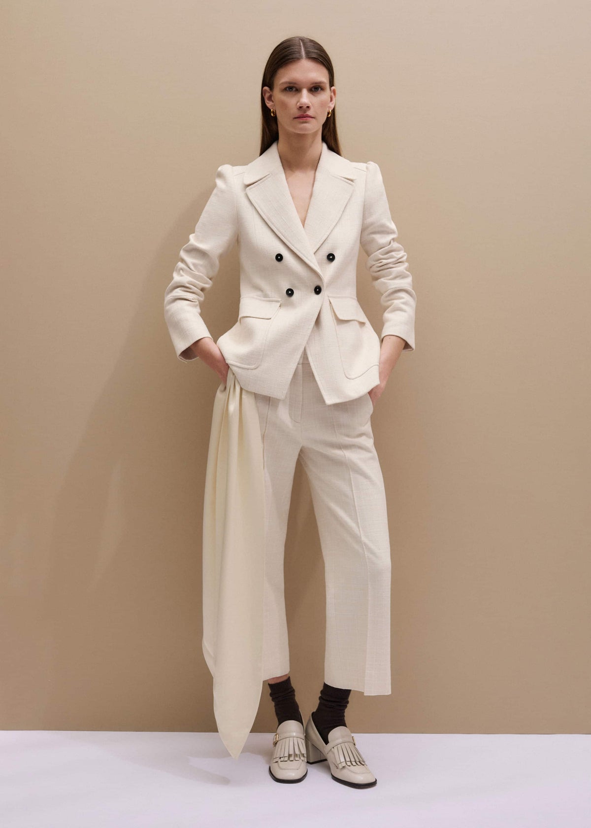 ME+EM Clothing Ivory Slim Feminine Sleeve Blazer
