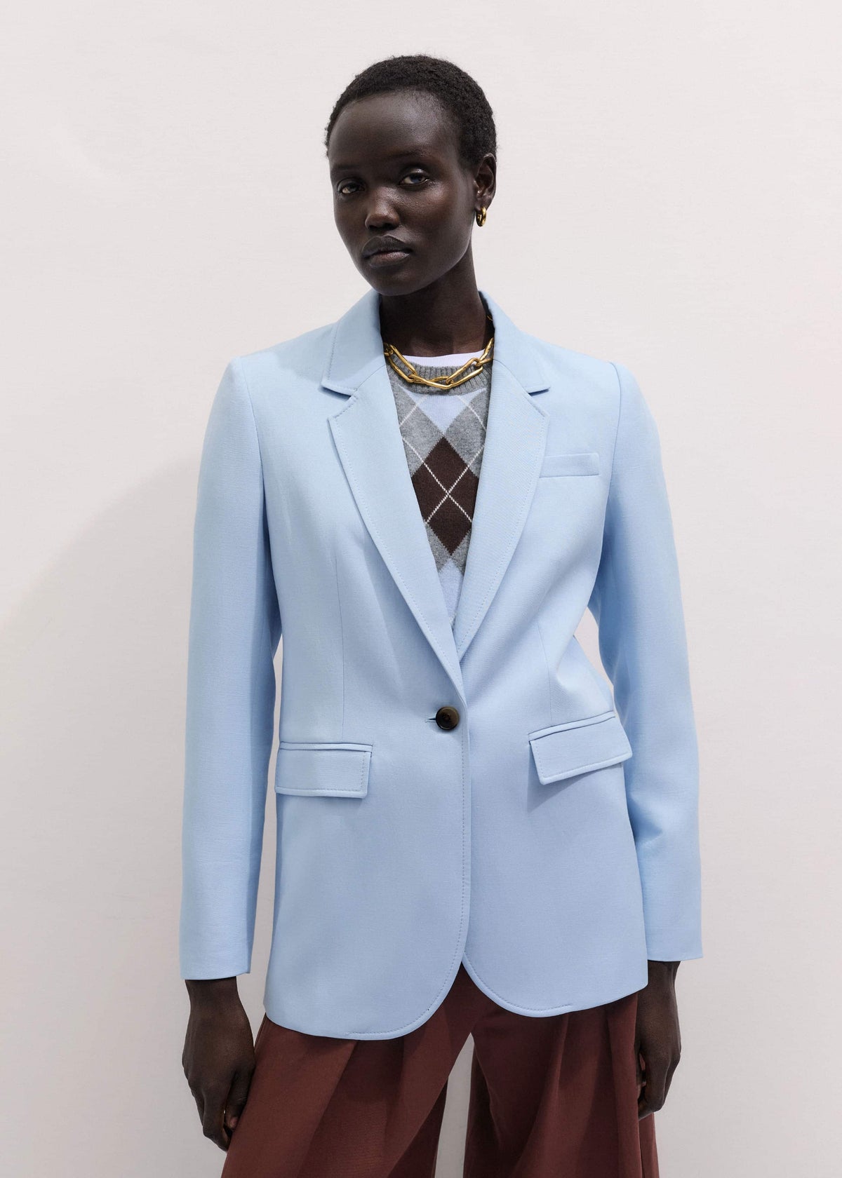 ME+EM Clothing Sky Blue Sharp Shoulder Blazer