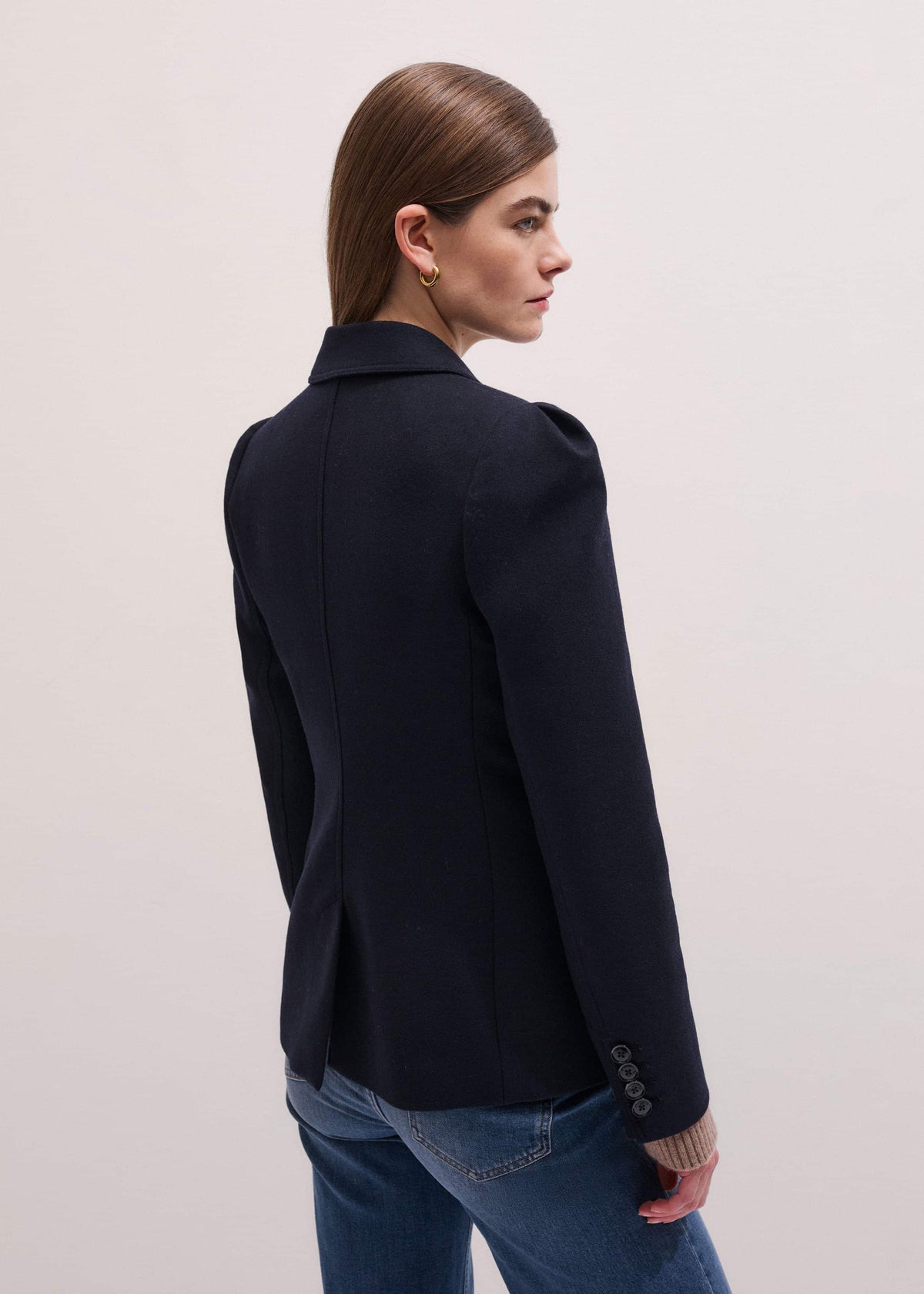 ME+EM Clothing Navy Feminine Sleeve Fitted Blazer