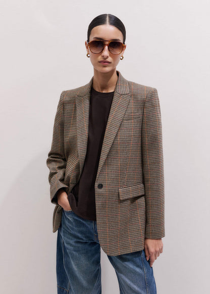 ME+EM Clothing Brown Check Sharp Shoulder Blazer