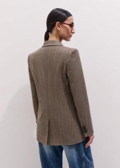 ME+EM Clothing Brown Check Sharp Shoulder Blazer