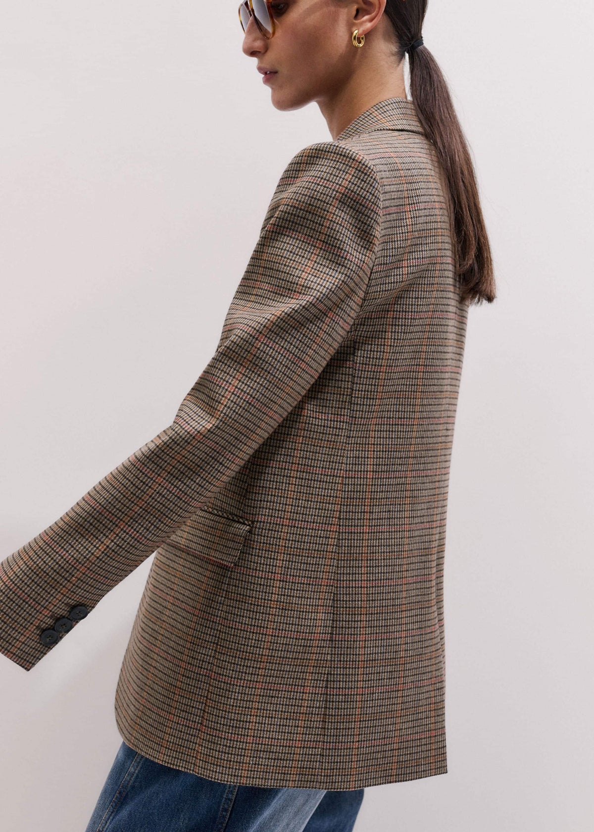 ME+EM Clothing Brown Check Sharp Shoulder Blazer