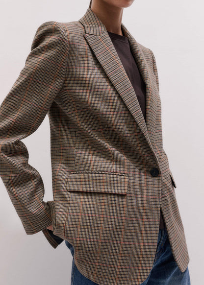 ME+EM Clothing Brown Check Sharp Shoulder Blazer
