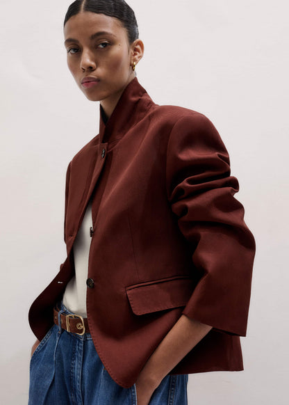 ME+EM Clothing Cinnamon Brown Oversized Short Blazer