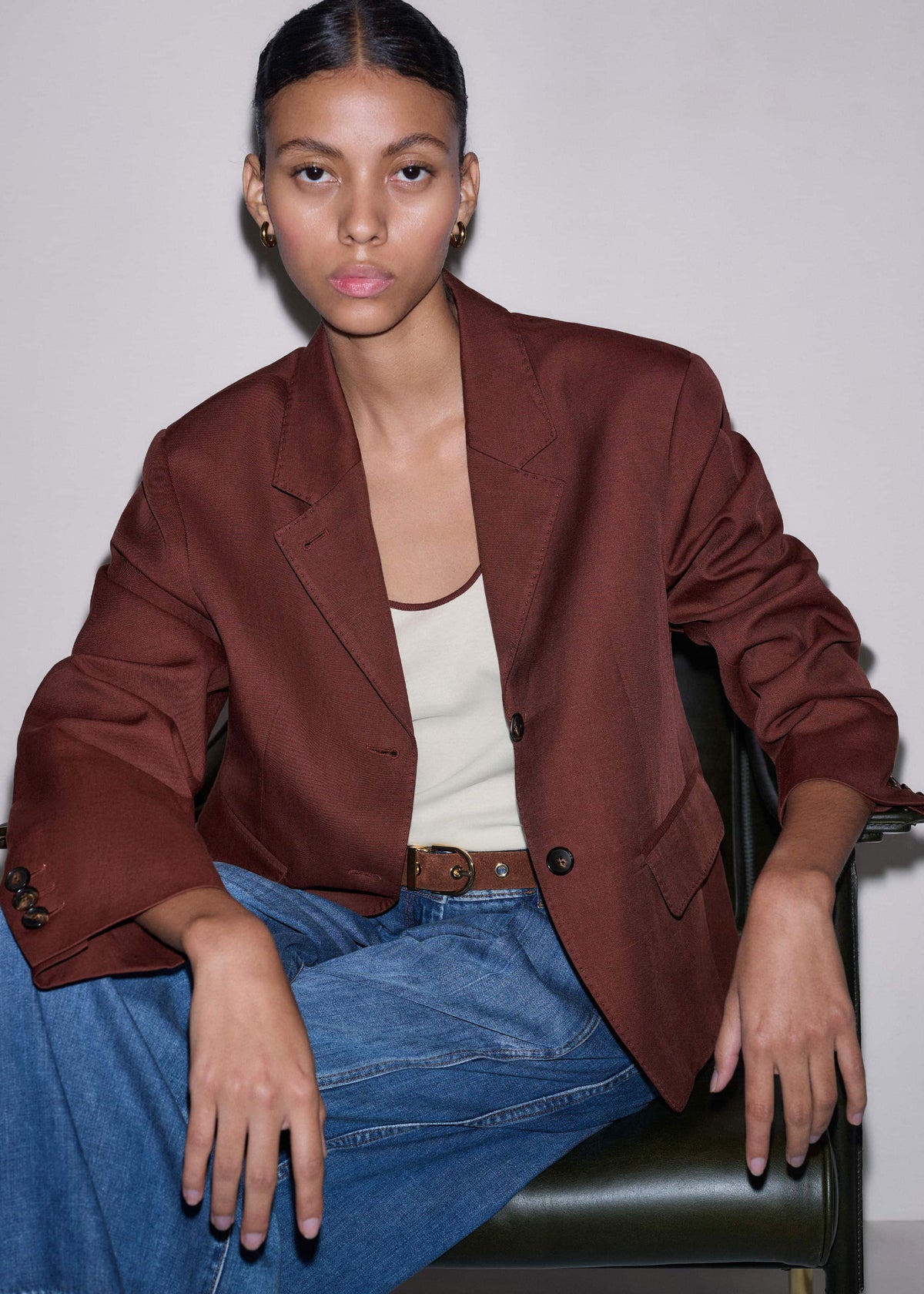 ME+EM Clothing Cinnamon Brown Oversized Short Blazer