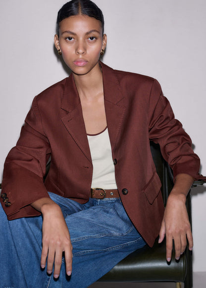ME+EM Clothing Cinnamon Brown Oversized Short Blazer