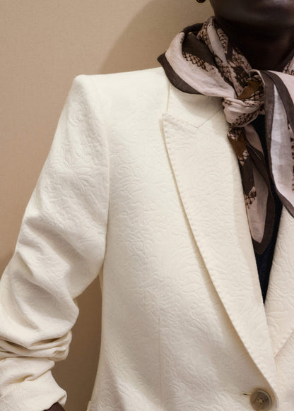 ME+EM Clothing Ivory Luxe Jacquard Sharp Shoulder Blazer