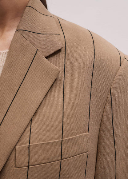 ME+EM Clothing Tan Icon Intelligently Oversized Pinstripe Blazer
