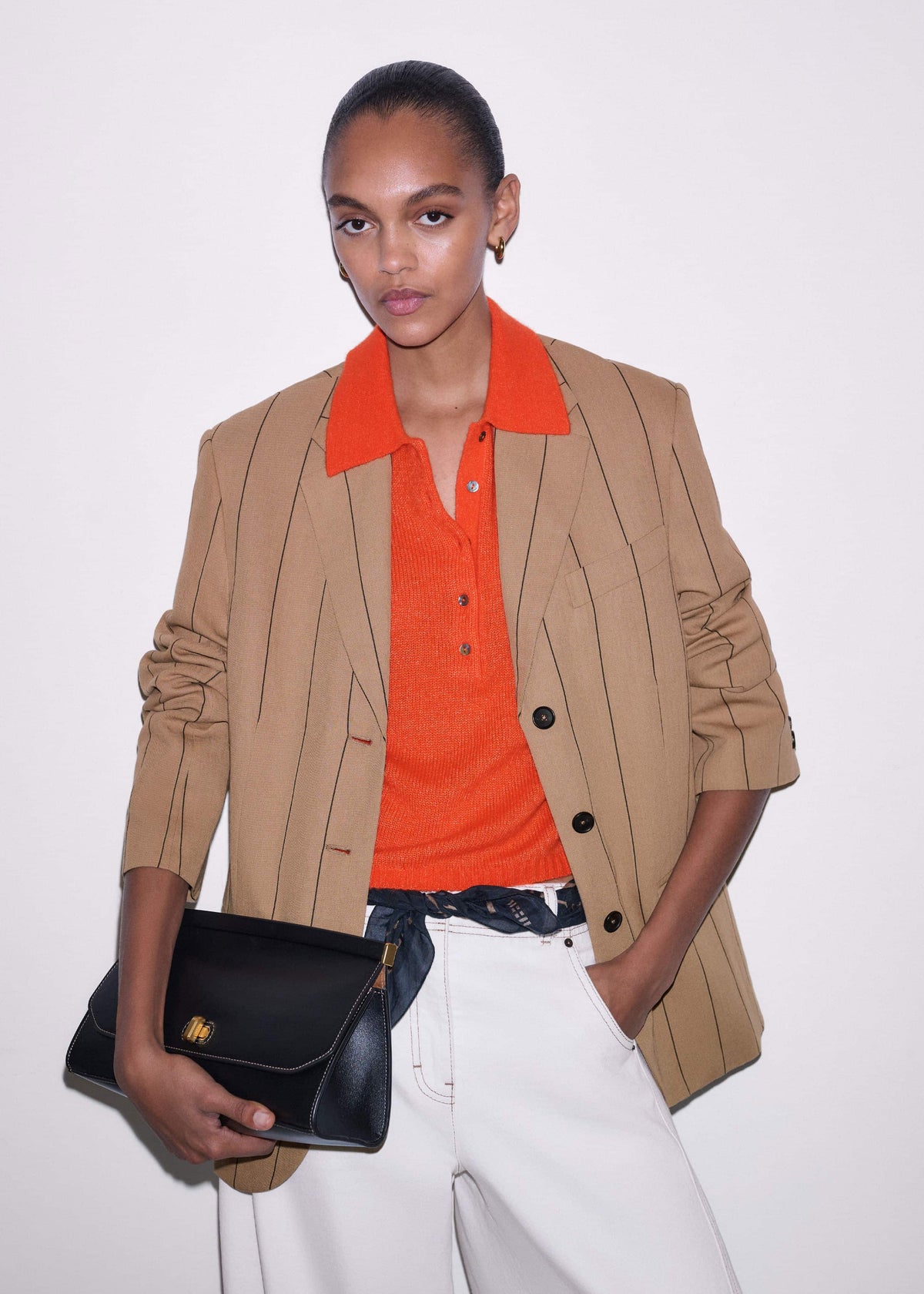 ME+EM Clothing Tan Icon Intelligently Oversized Pinstripe Blazer