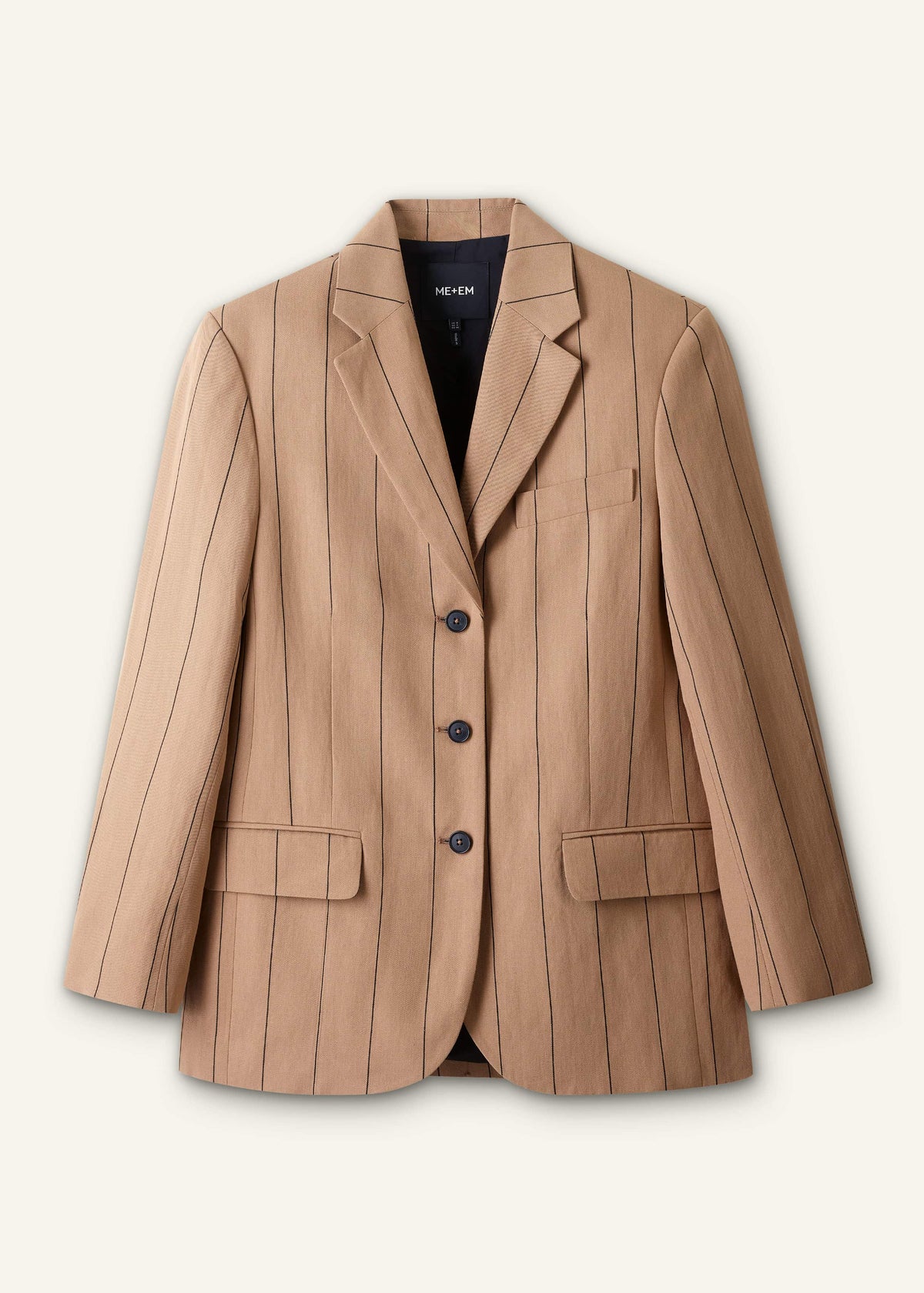 ME+EM Clothing Tan Icon Intelligently Oversized Pinstripe Blazer