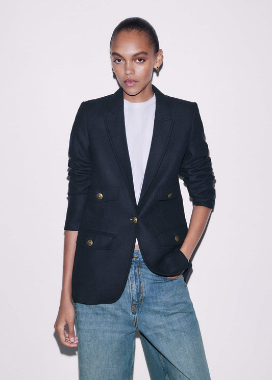ME+EM Clothing Navy Sharp Shoulder Blazer