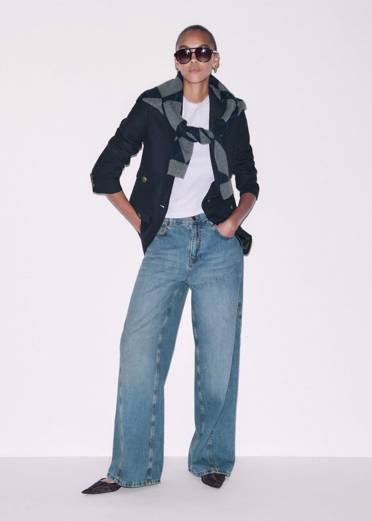 ME+EM Clothing Navy Sharp Shoulder Blazer