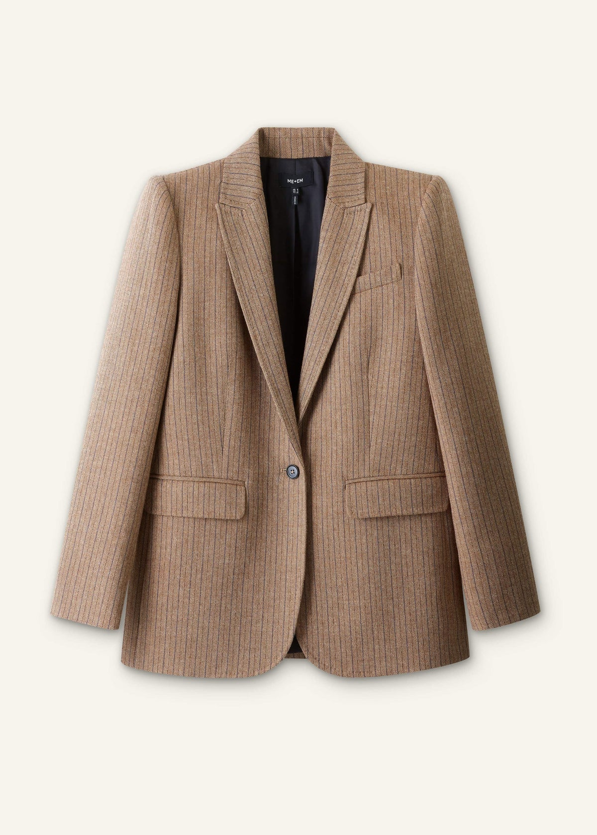 ME+EM Clothing Mocha Brown Pinstripe Sharp Shoulder Blazer
