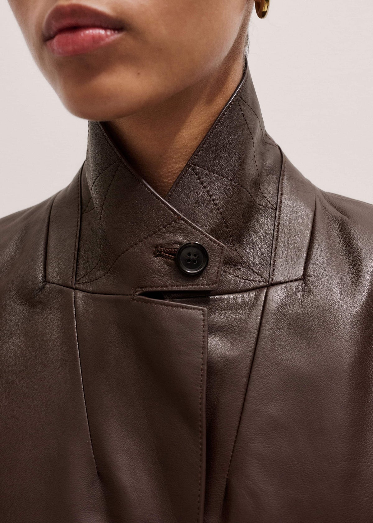 ME+EM Clothing Brown Leather Luxe Relaxed Boyfriend Blazer