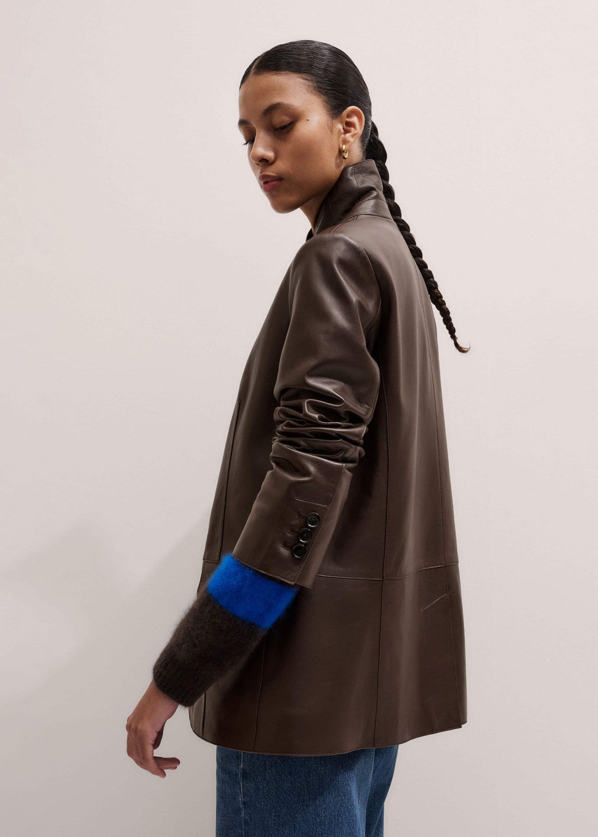 ME+EM Clothing Brown Leather Luxe Relaxed Boyfriend Blazer