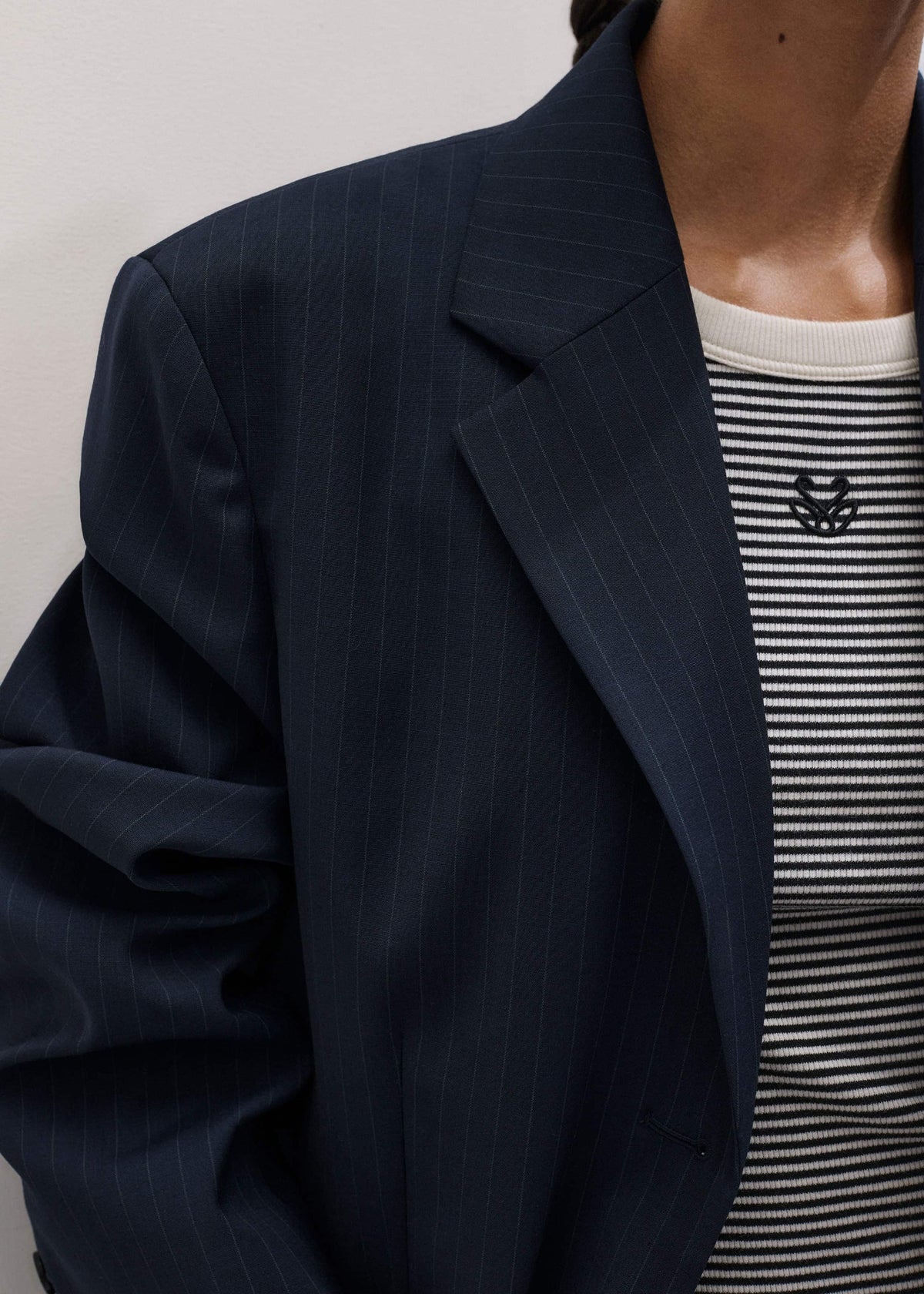 ME+EM Clothing Navy Pinstripe Oversized Blazer